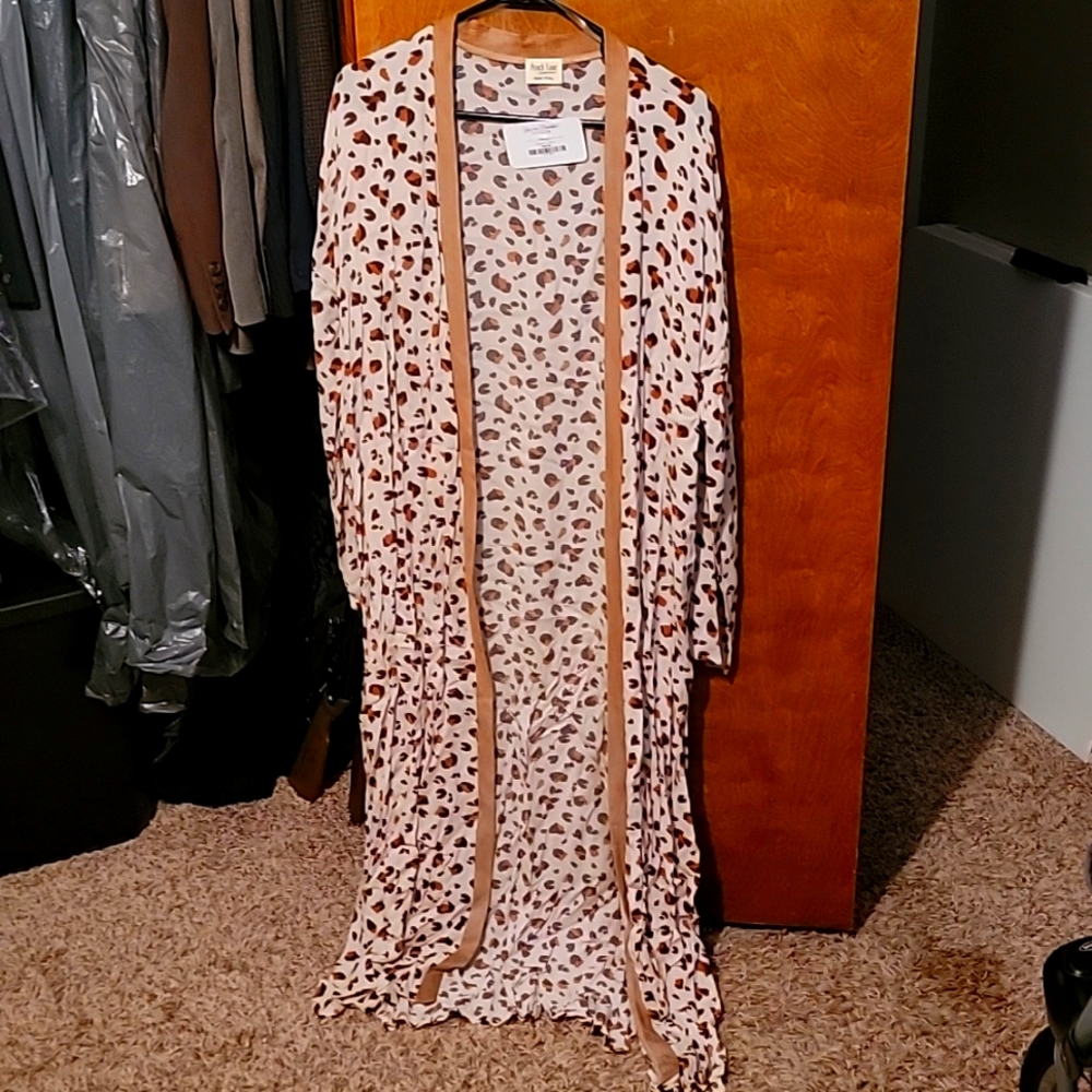 Long animal print cardigan